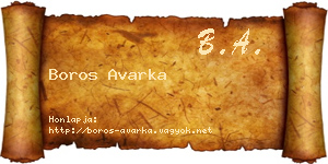 Boros Avarka névjegykártya